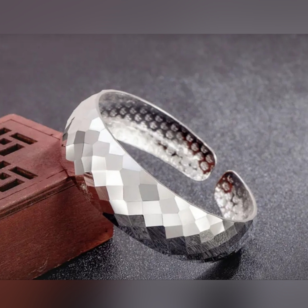 Silver Geometric Patterned Cuff Bracelet